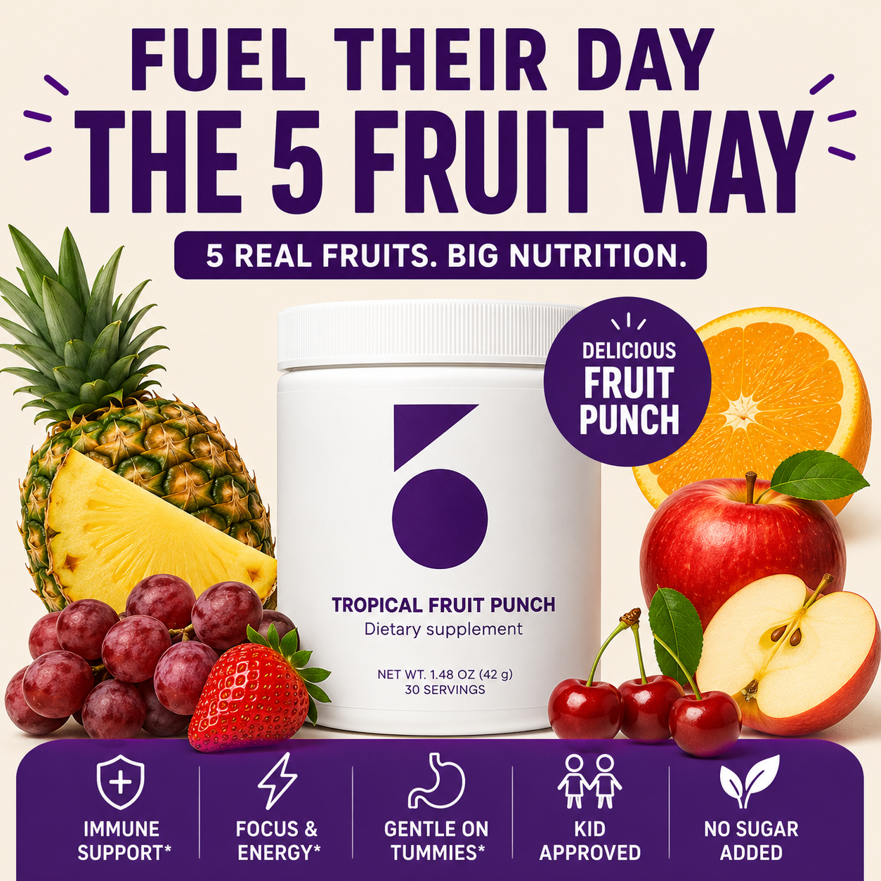 5 Children's Fruit Punch Flavored Health Vitamin Supplement