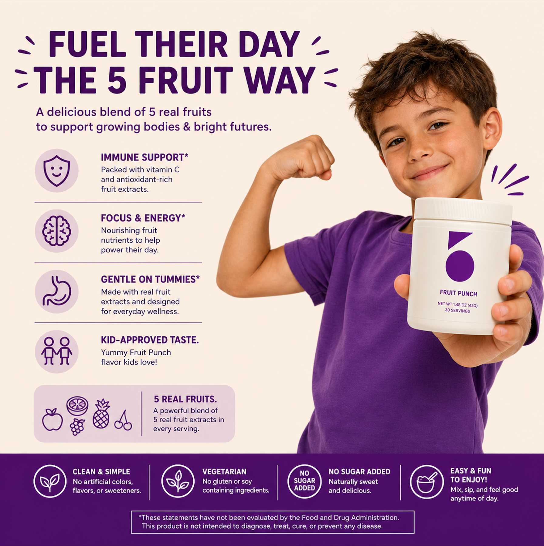 5 Children's Fruit Punch Flavored Health Vitamin Supplement